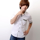 SeventyAge - Zebra Print Trim 3/4-Sleeve Shirt