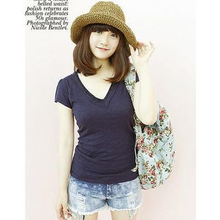 Puff-Sleeve V-Neck Top