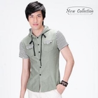 INTHING - Striped Details Hooded Shirt