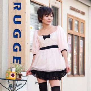 Contrast-Trim Bow-Accent Dress