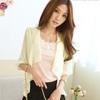 Tokyo Fashion - Drape-Front Chiffon Cropped Cardigan