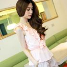 Tokyo Fashion - Sleeveless Tie-Back Ruffle Chiffon Top