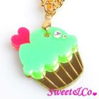 Sweet & Co. - Mini Green Cupcake Crystal Gold Necklace