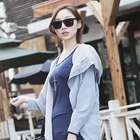 JUNY - Drawstring-Waist Hooded Jacket