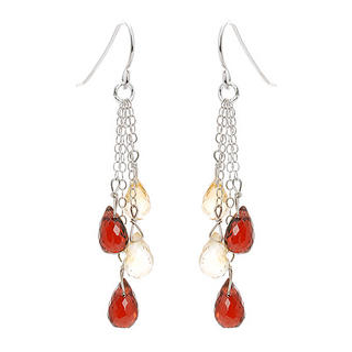 Silver citrine, garnet earrings