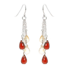 Keleo - Silver citrine, garnet earrings