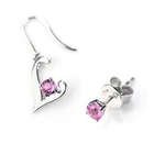 MBLife.com - 'L' for Love Pink Sapphire Silver Set Earrings