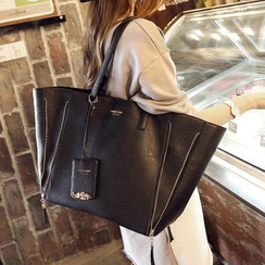 Youshine - Faux-Leather Tote + Zip Clutch Youshine - Faux-Leather Tote + Zip Clutch