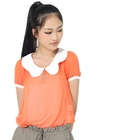 prischu essentials - Scalloped Collar Chiffon Top