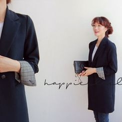LEELIN - Single-Breasted Long Jacket LEELIN - Single-Breasted Long Jacket