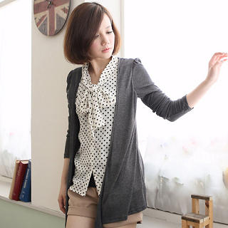 Inset Dotted Blouse Cardigan Inset Dotted Blouse Cardigan
