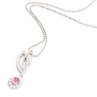 Keleo - 18K White Gold Pendant with Diamonds and Pink Sapphire