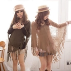 ZOO - Distressed Tasseled Knit Cape