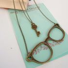 MyLittleThing - Copper Vintage Looking Glasses & Key Double Necklace