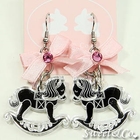 Sweet & Co. - Pink Ribbon Silver Rocking Horse Earrings