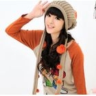 59 Seconds - Pompom Detail Fringed Beanie