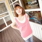 ZOO - Sleeveless Contrast-Trim Chiffon Top