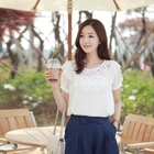 CLICK - Laced Cape Collar Chiffon Top