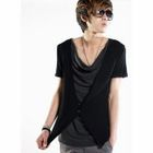 MR.ZERO - Inset Drape-Front Top Buttoned Cardigan