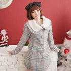 CatWorld - Fleece-Collar Plaid Coat