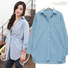 Soneed - Long-Sleeve Asymmetric Hem Shirt