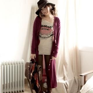 Chiffon-Back Long Cardigan Chiffon-Back Long Cardigan