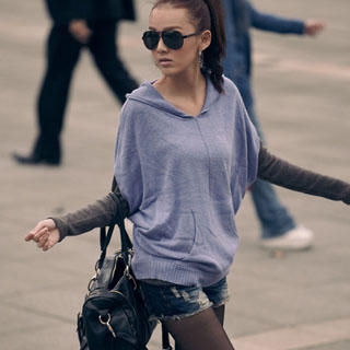 Dolman-Sleeve Hooded Knit Top Dolman-Sleeve Hooded Knit Top
