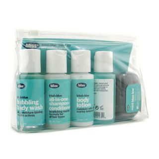 Tried + Blue Travel Kit: Shampoo and Conditioner + Body Lotion + Body Wash + Face Wash + Soap + Bag