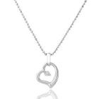 Keleo - 18K White Gold Heart Shape Pendant with Diamonds