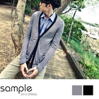 Sample - Single-Button Striped Long Sleeve Cardigan