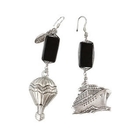 Briolette - Square Onyx Balloon & Ship Hoop Earrings