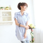 eFashion - Ruched-Side Pintuck Striped Shirt
