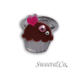 Sweet & Co. - Mini Brown Cupcake Crystal Silver Ring