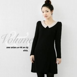 Contrast Collar Knit Dress 