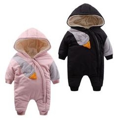 Madou - Baby Hooded Color-Block One-Piece Madou - Baby Hooded Color-Block One-Piece