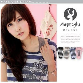 Rhinestone-Accent Striped Print Tee