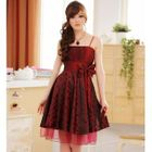 JK2 - Bow-Accent Pintuck Dotted Party Dress