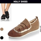 Holly Shoes - Faux-Fur Lined Button-Detail Sneakers