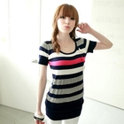 Tokyo Fashion - Bow-Detail Striped Knit Tunic