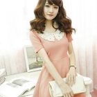 Dodostyle - Laced Collar Short-Sleeve Dress