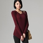 SARAH - Neckline-Accent Long-Sleeve T-Shirt