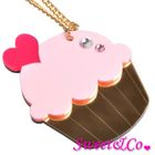 Sweet & Co. - Sweet&Co. XL Mirror Pink Cupcake Gold Necklace