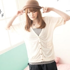 Tokyo Fashion - Set: Short-Sleeve Cardigan + Polka Dot Camisole