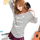 Tokyo Fashion - 3/4-Sleeve Printed Striped Top