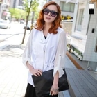 J-ANN - Tab-Sleeve Drawstring Waist Zip Jacket