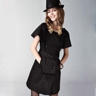 Moonbasa - Cape-Shoulder Double-Breasted Long Jacket