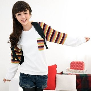Knit Panel Raglan Pullover