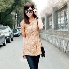 Mooiee - Side-Zip Drawstring Sheer Jacket