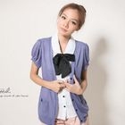 CatWorld - Inset Tie-Neck Blouse Cardigan