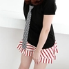 ZOO - Striped Drawstring-Waist Miniskirt